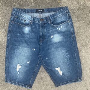 Refuel Shorts Mens 36 Blue Denim Jean Bermuda 13" Jorts Distressed Baggy Tag 38